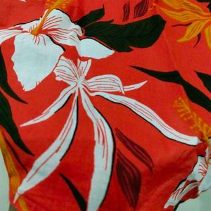 H&M Tropical Print Orange Shirt For Men Size Xs