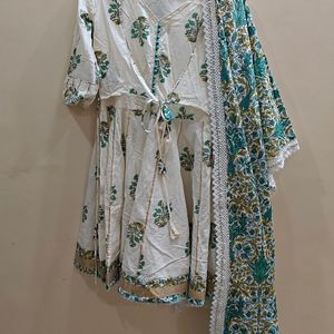 A-line Kurta Sharara Dupatta Set