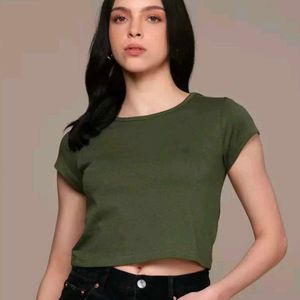 Deep Green Crop Tshirt