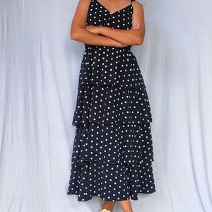 Korean Polka Dot Ruffle Dress