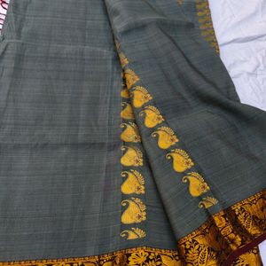 Pure Kanjeevaram Grey Silk Saree