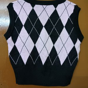 Korean Black & Pink Sweat Vest