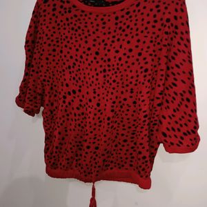 Polka Dots Balloon Top For Womens Wear