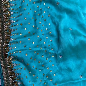 hand work saree with stitched blouse