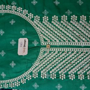 Cotton Blend Unstitched Neck Embroidered Material