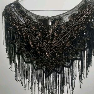 Black Golden Brown Beads Short Shrug PONCHU