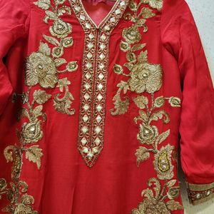 Red NEW kurta With Churidar