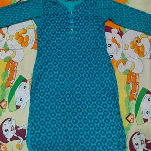 Blue Colour Cotton Kurti