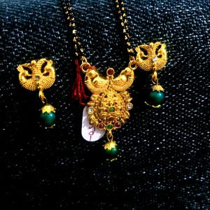 Double Chain Mangalsutra With Earrings