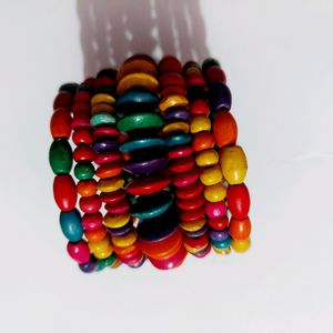Multicolor Wooden Beads Bracelet