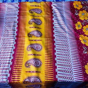 Saree In Bright Yellow Red