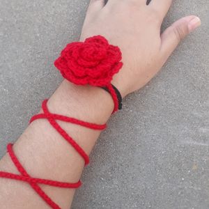 Crochet Red Rose Choker