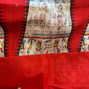 Pure Silk Madhubani Painted Saree With Blouse