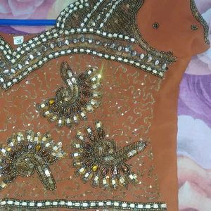 Heavy Suit Piece With Pajama For 10-12 Age Girl, Dark Orange In Colour, Party/wedding Wear, Twice Used