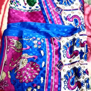 Multi Color Silk Saree With Blouse