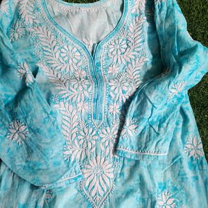 Chikankari Blue Kurti