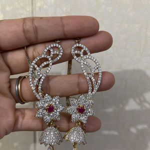 Stunning Diamond Jhumka With Chain