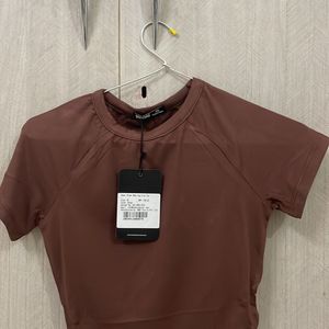 Activewear Brown Crop Tee