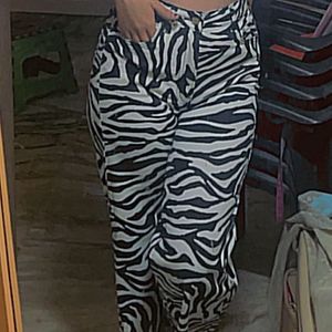 ZEBRA Print High Waist Denims