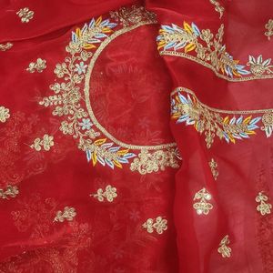 Vibrant Beautiful Red Saree In Jimmy Choo Fabric