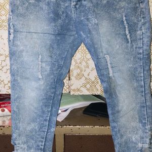 Blue Jeans With Side Cut Design