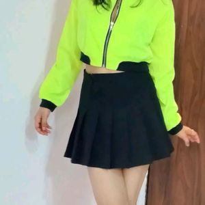 Vibrant Neon Crop Jacket Top