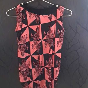 Fancy, Printed,Black N Pink Velvet-Chiffon Top