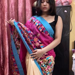 Beautiful Art Hand stitched Saree!!