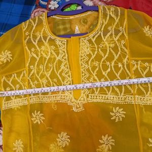 🔥Chikankari Tunic+ Inner #new mustard kurti