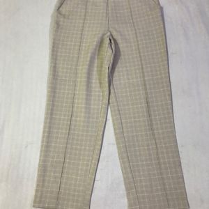 M&S Beige Light Checked Trouser Waist 28-30