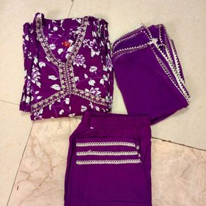 Aliya Cut Kurti Pent Set With Dupatta