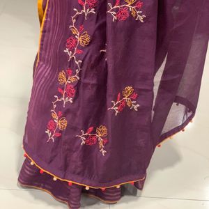 Beautiful Flower Work Saree💜