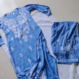 Powder Blue CLR Premium quality Lucknowi Plazopair