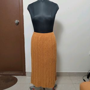 Coral Ribbed Midi Skirt