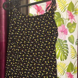 Black Flower Print Cute Dress