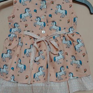 Peach Colour Unicorn Frock