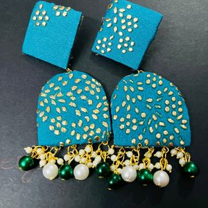 2 Pair Combo Fabric Fancy Long Size Earrings