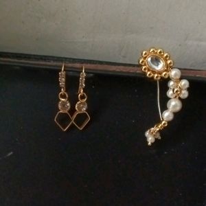 Combo Of Earrings With Marathi Style Tich Nose Pin