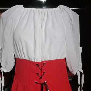 Cute White And Red Corset Dress