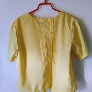 Light Casual Yellow A-line Boxy Top