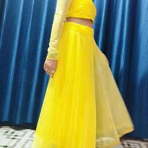 Designer Back Yellow Lehenga Choli