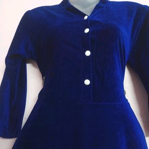 Royal Blue Velvet Kurta(S)