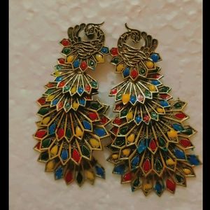 Multicolored Peacock Earrings