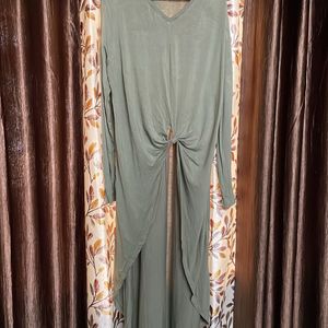 Olive Green Asymmetrical Long Top