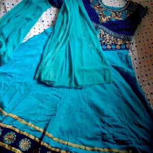 Blue Ethnic Dress With Dupatta