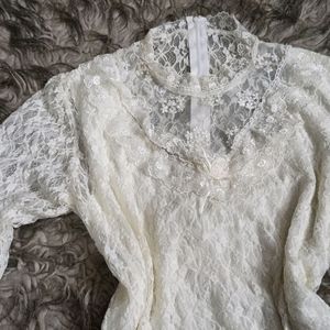 White Lace Victoria Era Inspired Vintage Top