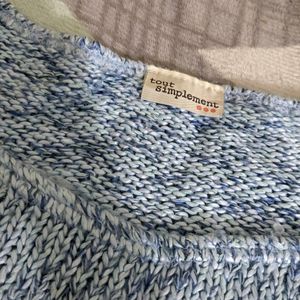 Blue Handwoven Crop Sweater