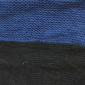 Y2k Oversized Crochet Black & Blue Pullover Top