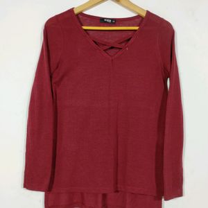 Maroon V-neck Top (Women)