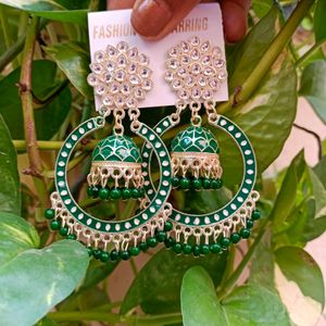 Meenakari Hoop Jhumka Earing